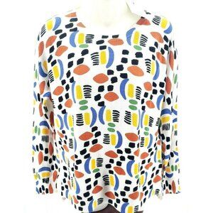 PEPALOVES Watercolor Funky Geometric Pattern Knit Sweater SMALL
